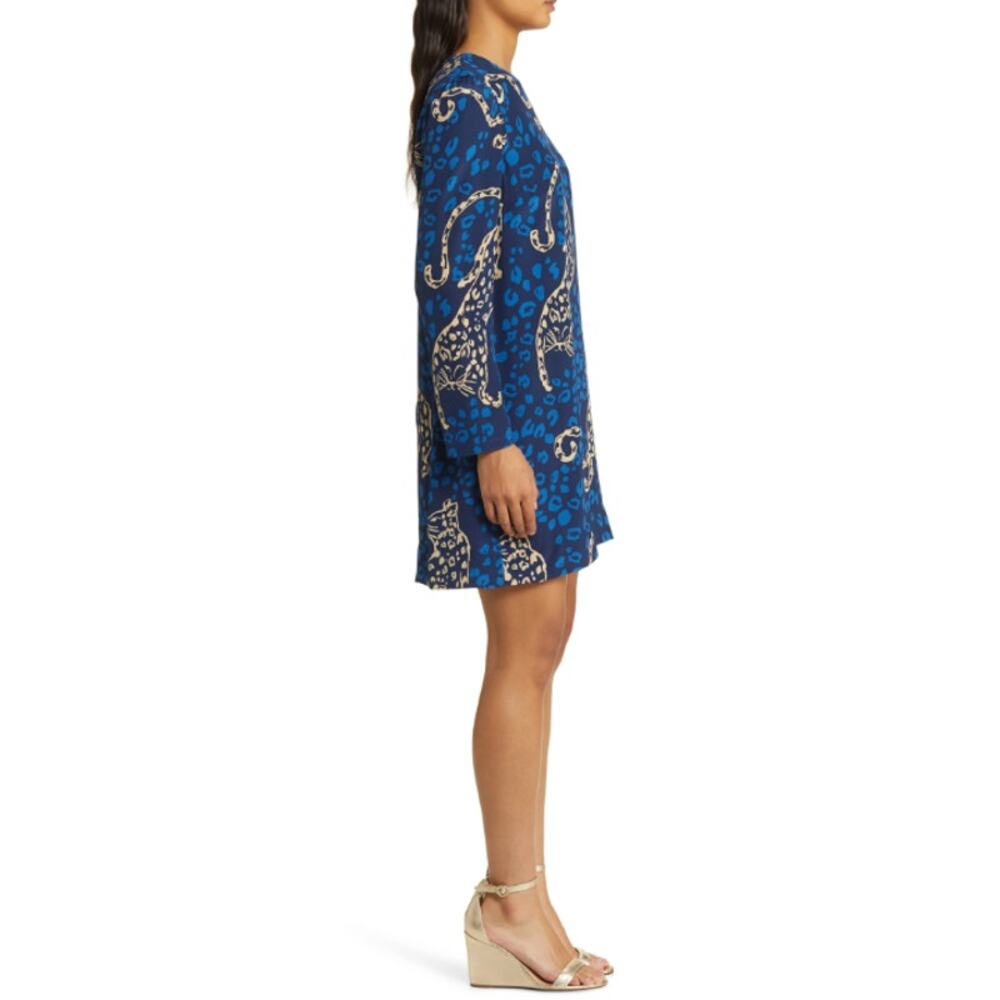 Lilly Pulitzer 100% Silk Tyra Leopard Print Long Puff Sleeve Shift Dress Mini - Picture 15 of 16